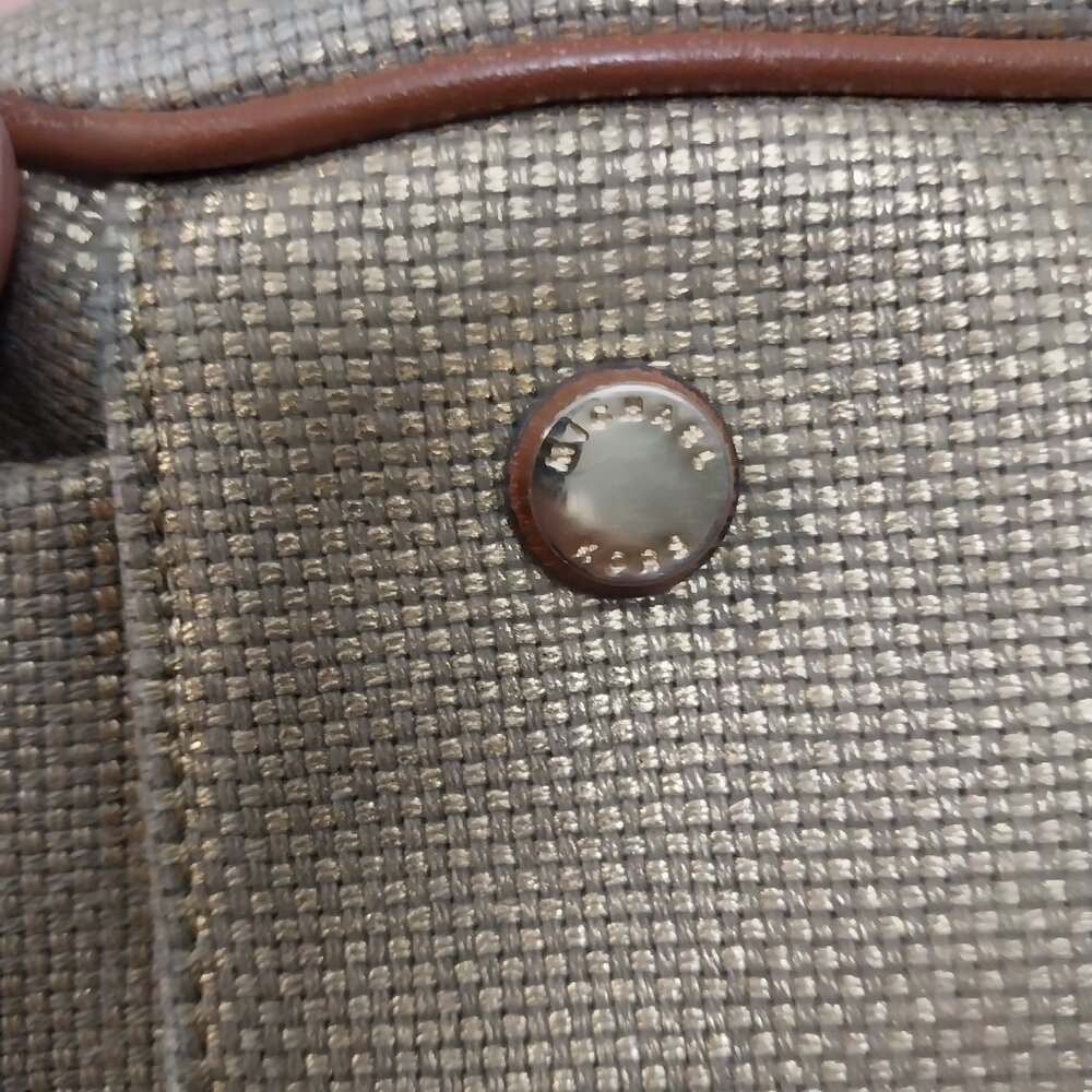 3656 Large Michael Kors Drawstring Satchel Shoulder Bag Sparkly Fabric /Leather - Picture 12 of 12